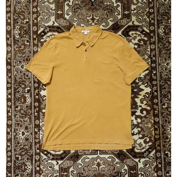 Standard James Perse Yellow Ochre Cotton Short Sleeve Polo Shirt sz 3 US Large - Picture 3 of 6